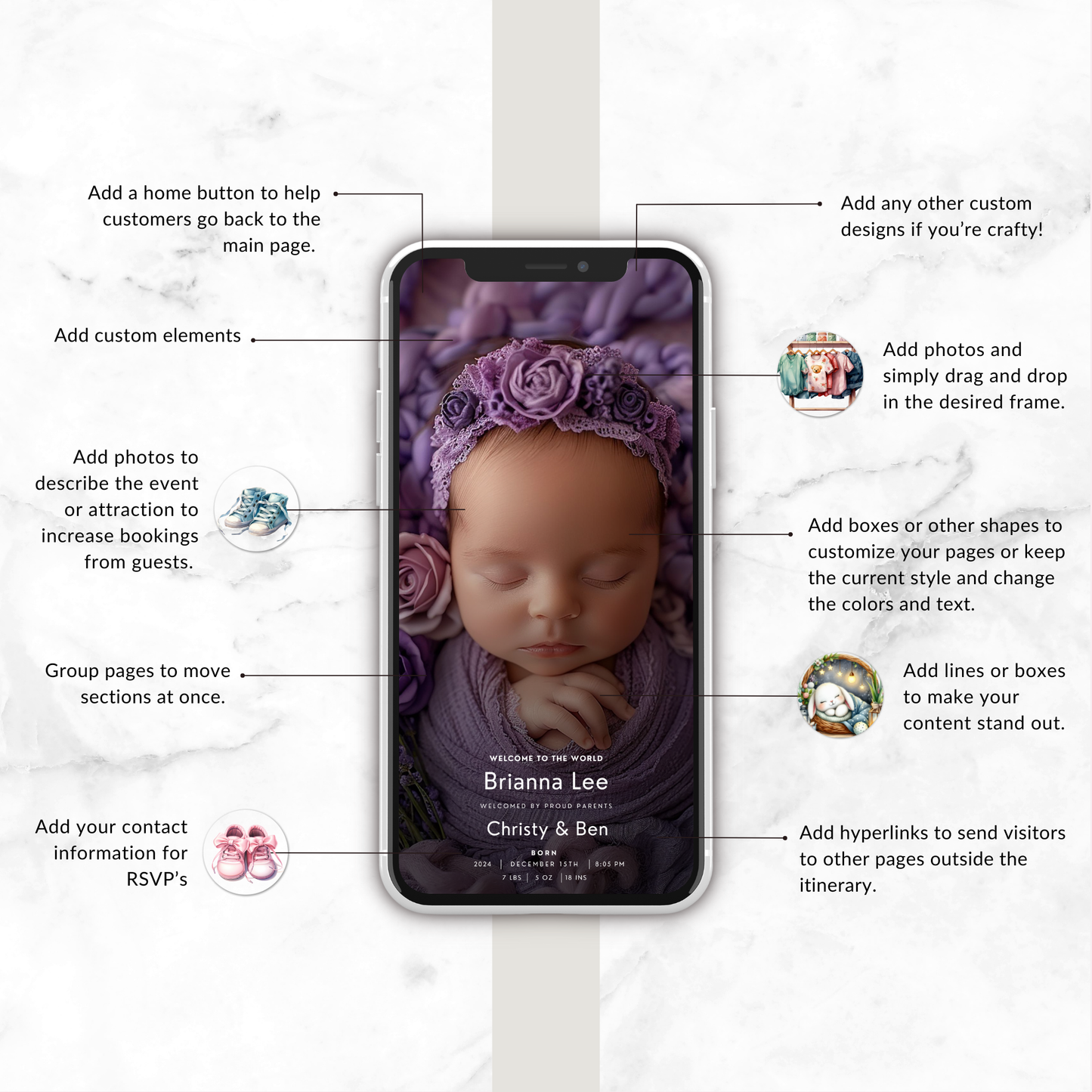 Floral Baby Announcement Template