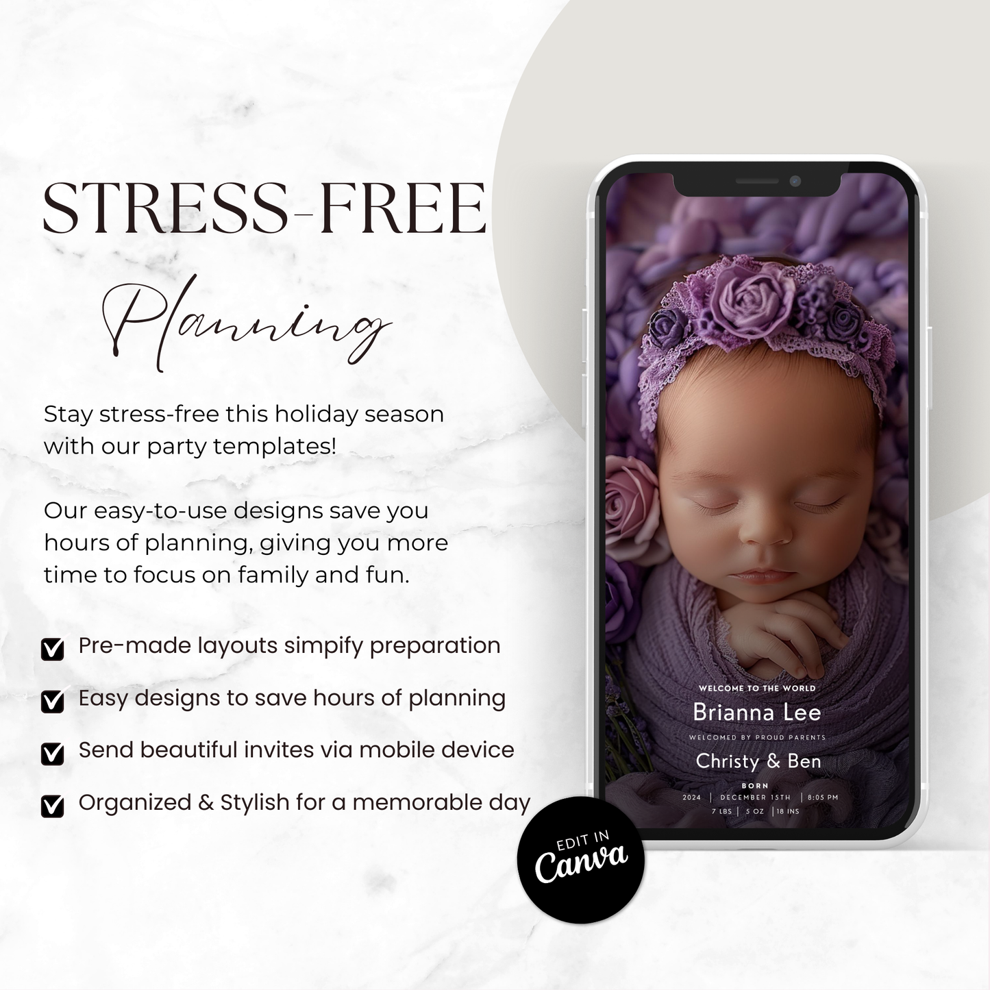 Floral Baby Announcement Template