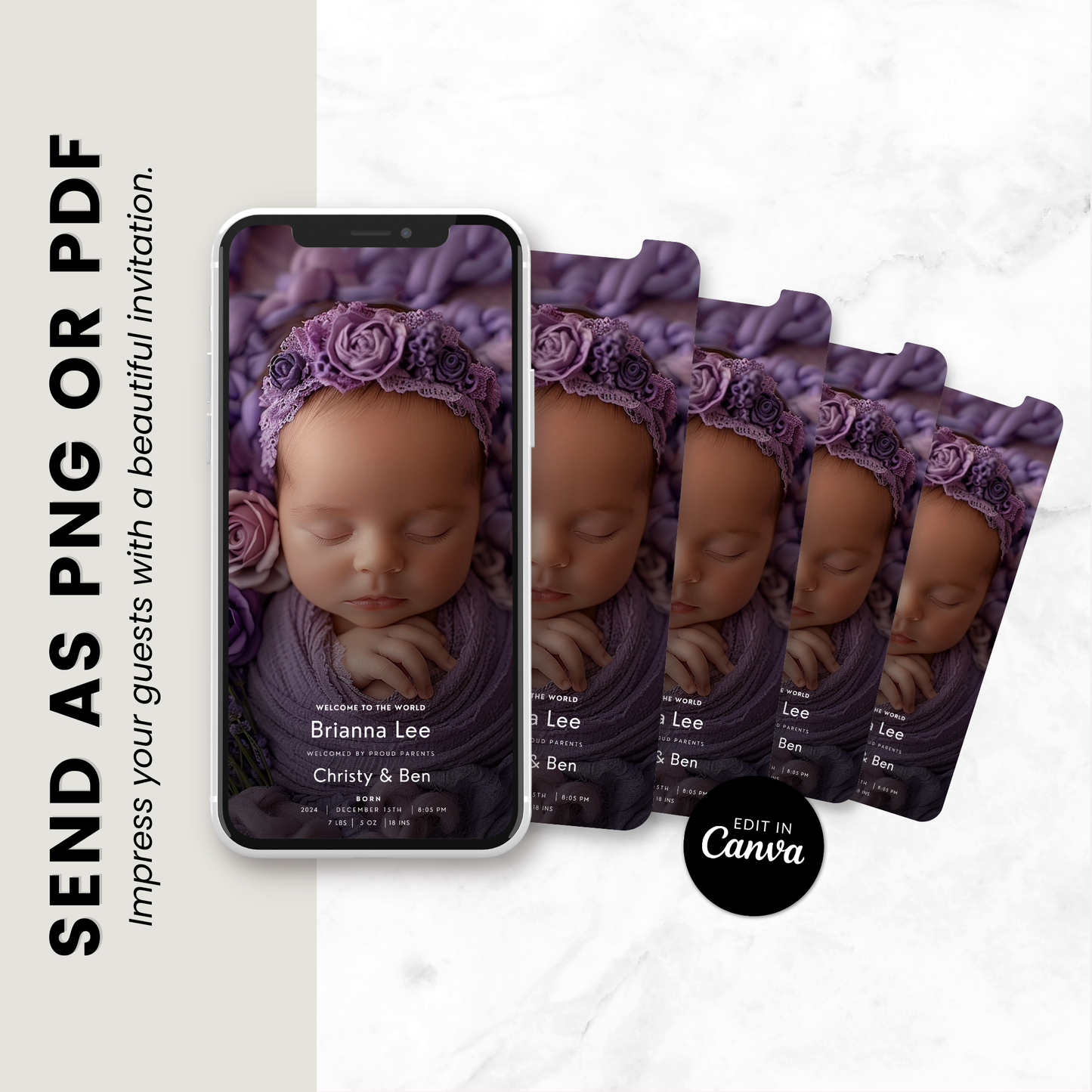 Floral Baby Announcement Template