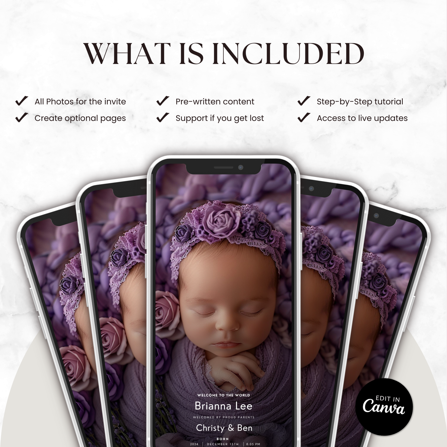 Floral Baby Announcement Template