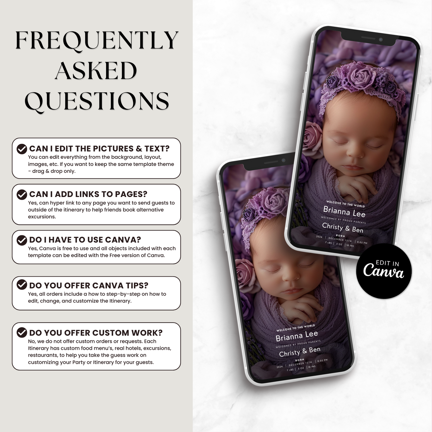 Floral Baby Announcement Template