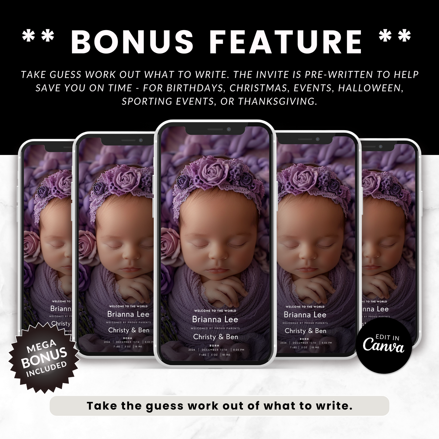 Floral Baby Announcement Template