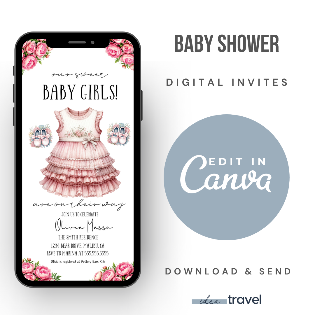 Twin Girls Baby Shower Invite