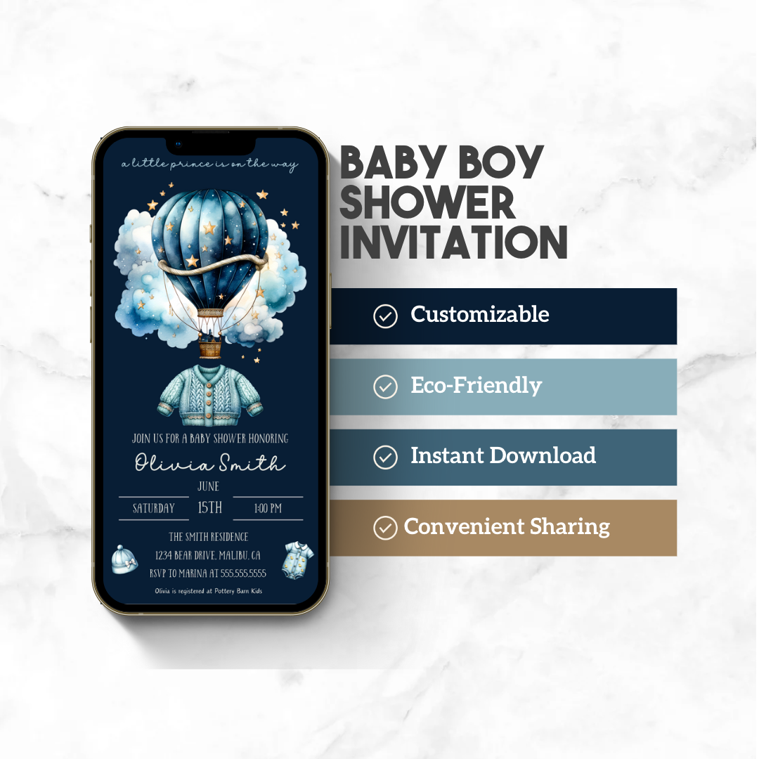 Boy Baby Shower Party Invite