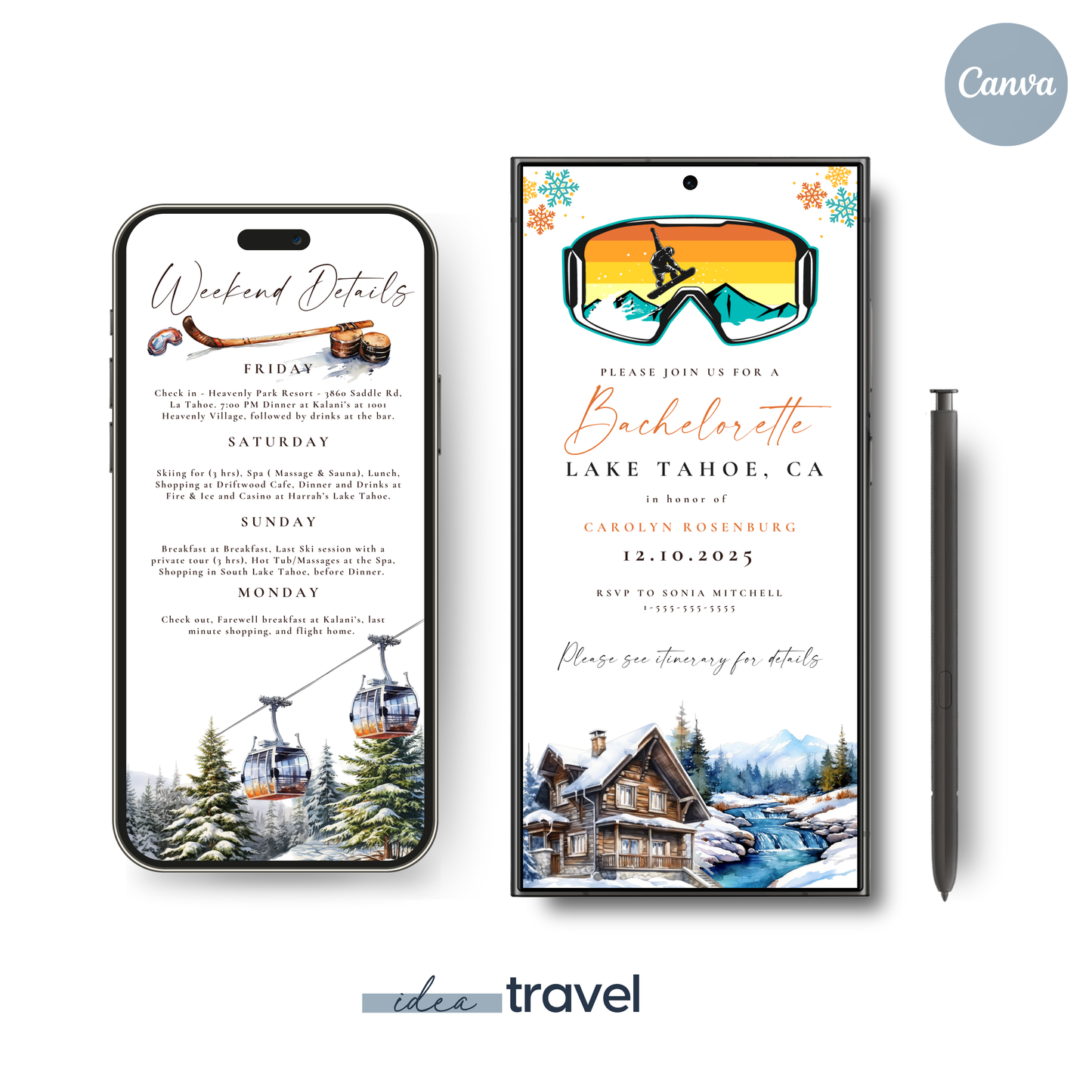Bachelorette Lake Tahoe Weekend Invitation