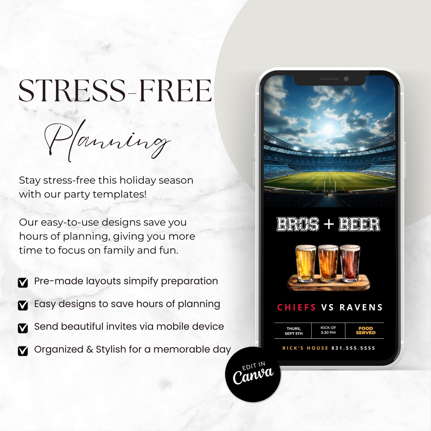 Bros and Beer - Football Party Invite