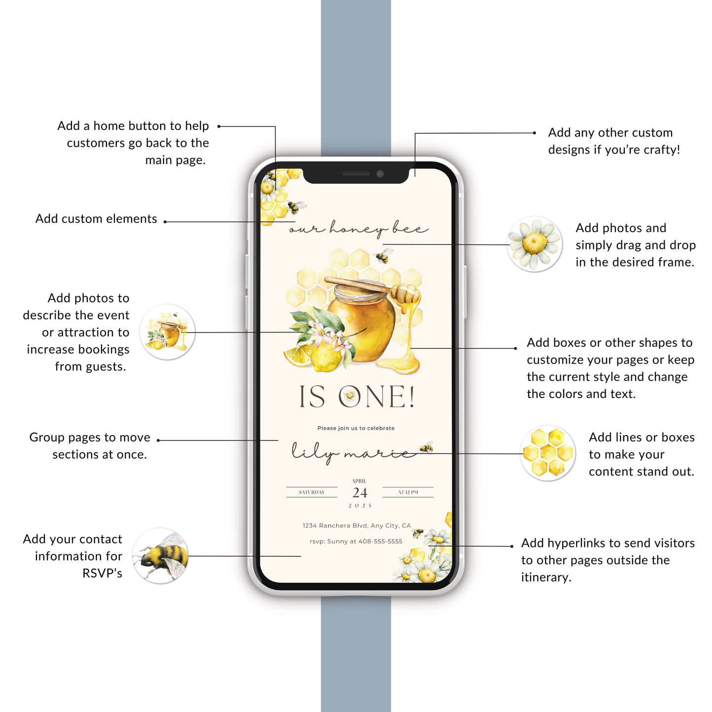 HONEY Bee Day Birthday Invitation