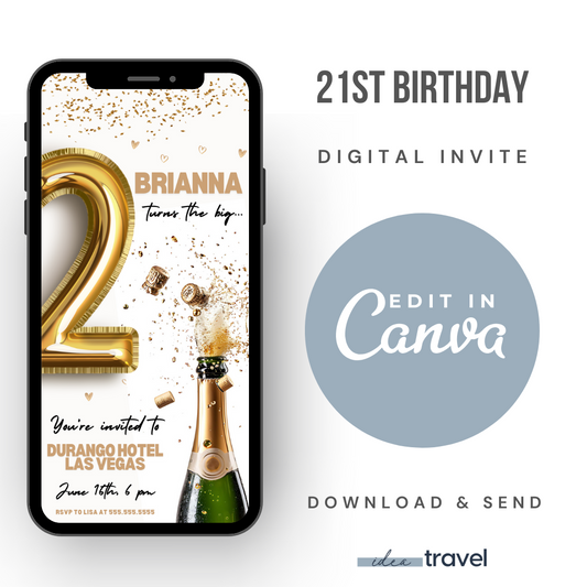 21st Gold Birthday Party Invite