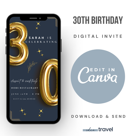 Gold 30th - Birthday Party Invite
