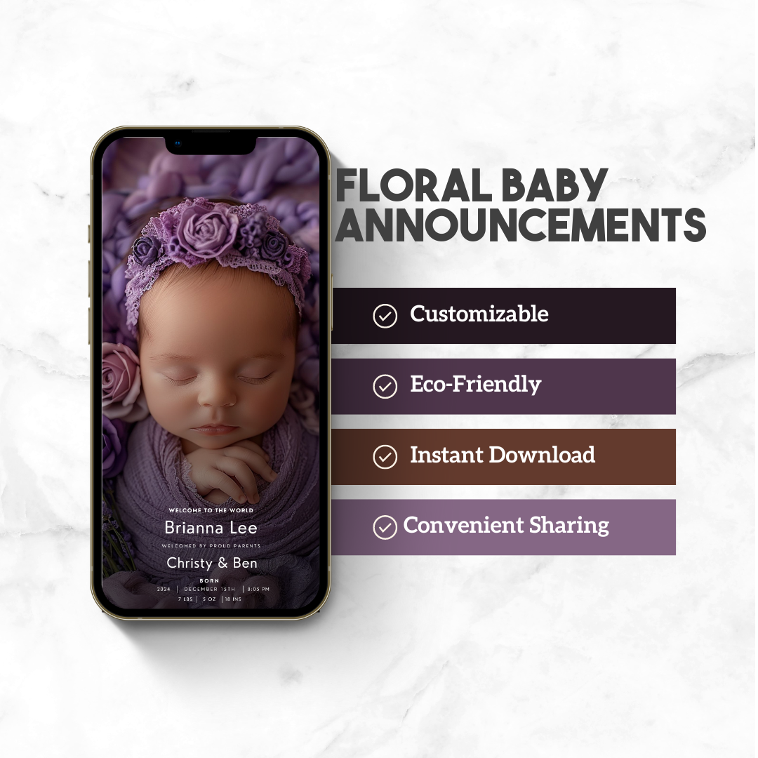 Floral Baby Announcement Template