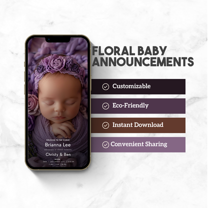 Floral Baby Announcement Template