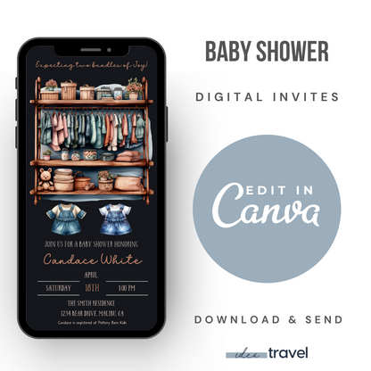 Twin Babies Shower Invite