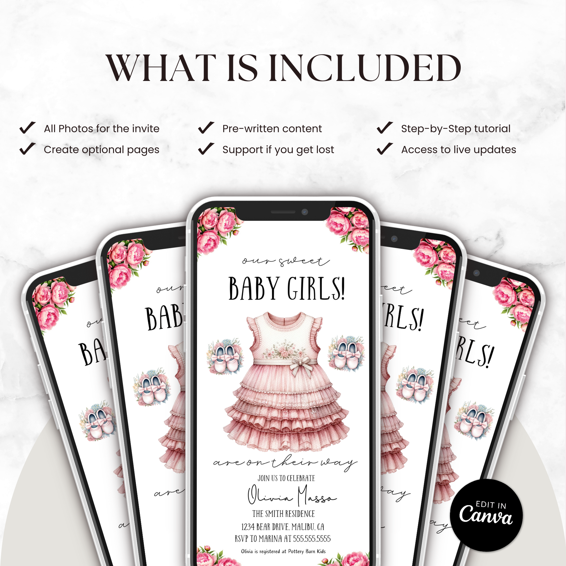 Twin Girls Baby Shower Invite