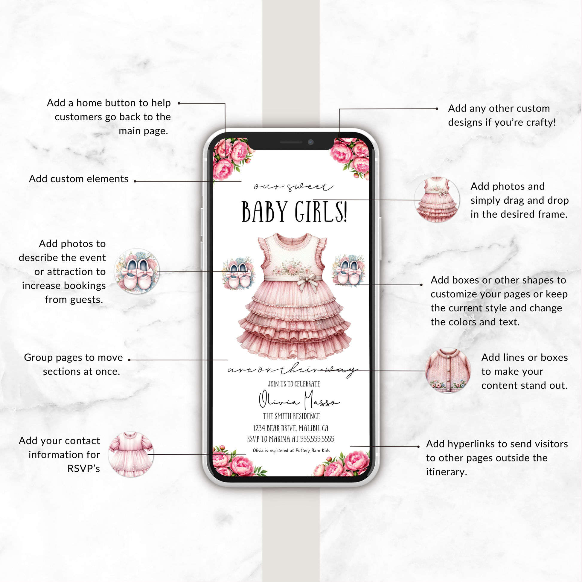 Twin Girls Baby Shower Invite