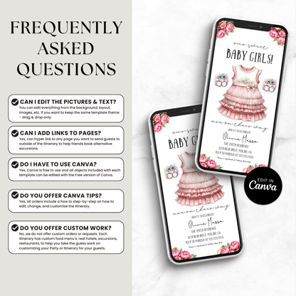 Twin Girls Baby Shower Invite