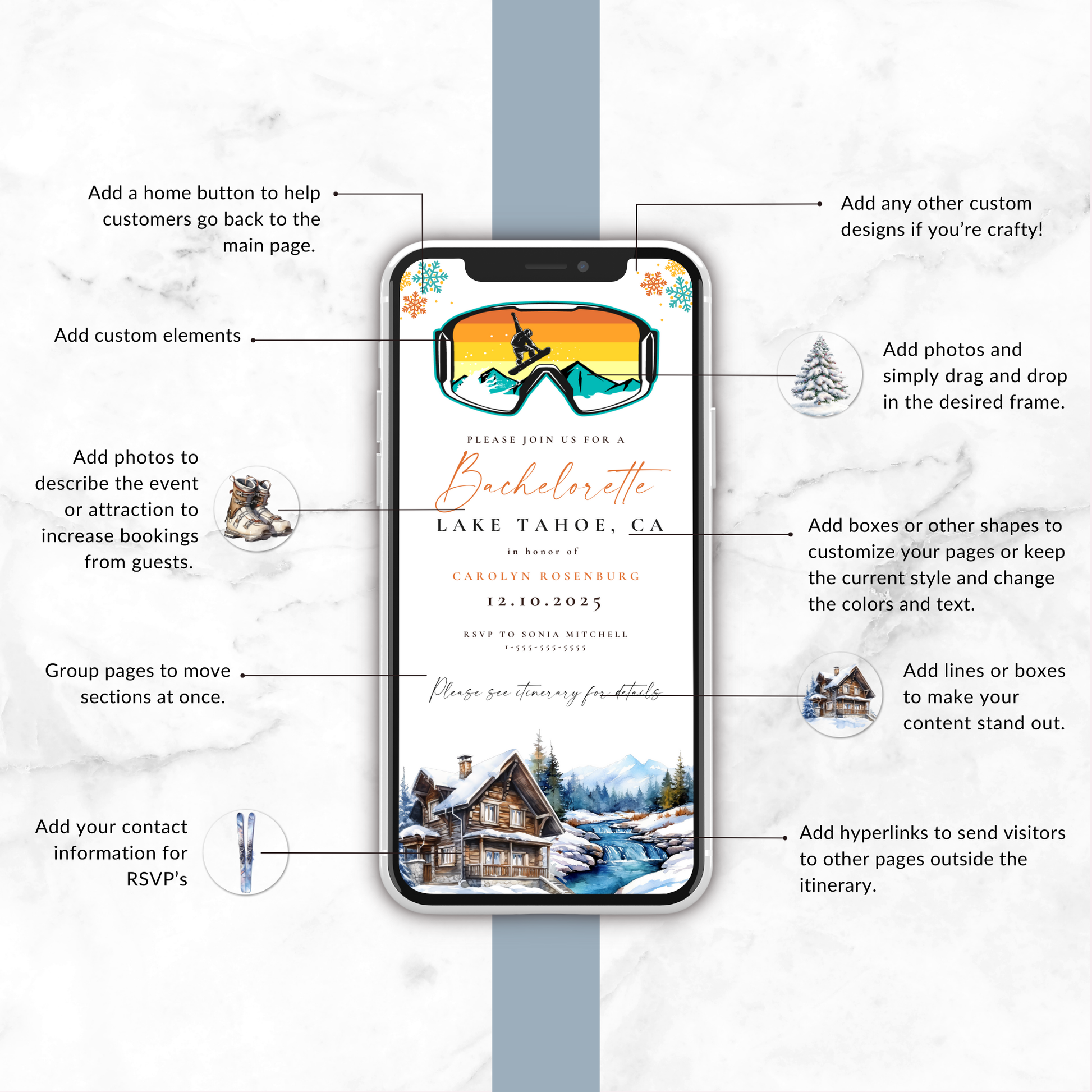 Bachelorette Lake Tahoe Weekend Invitation
