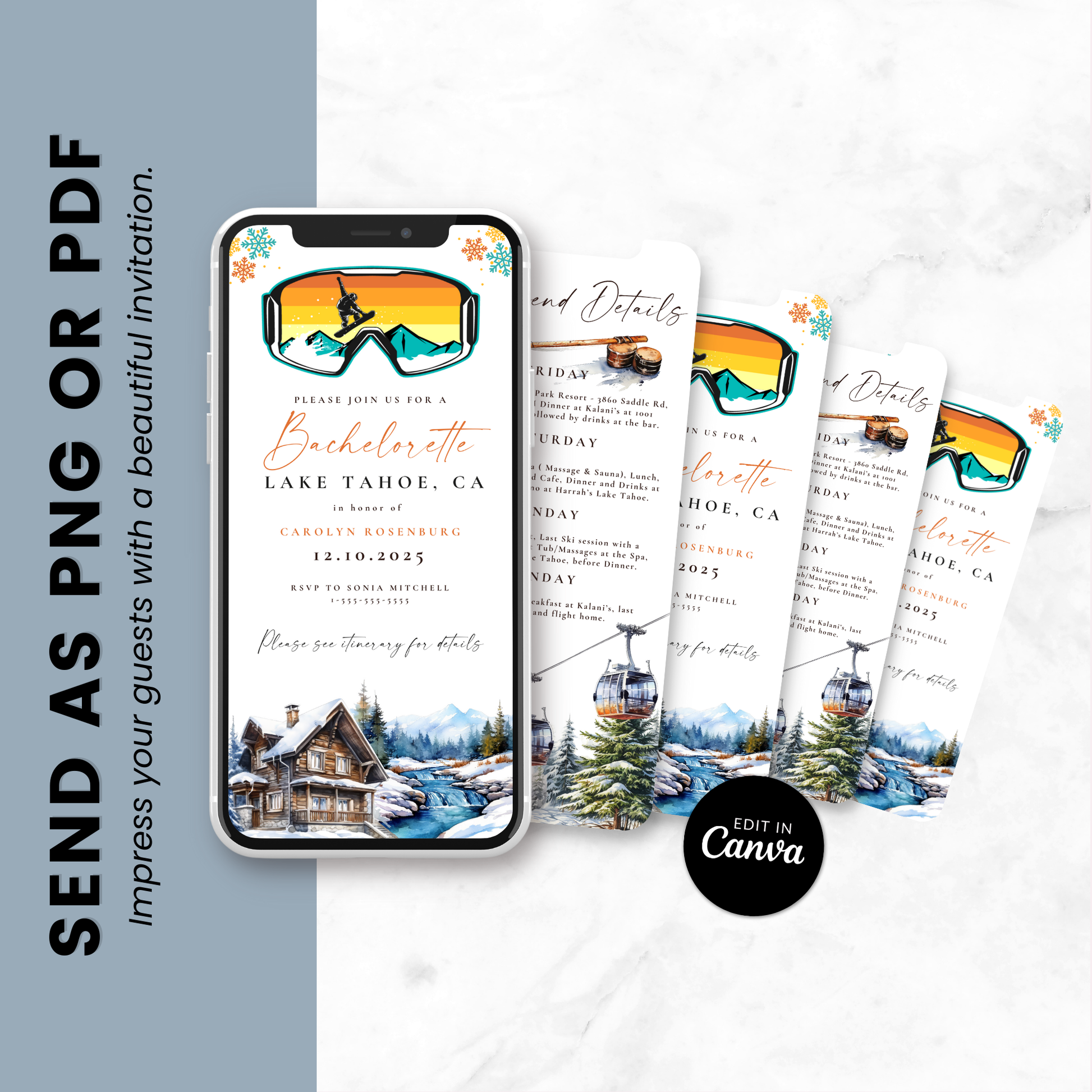 Bachelorette Lake Tahoe Weekend Invitation