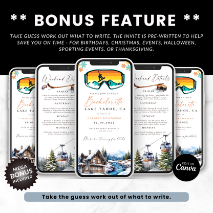 Bachelorette Lake Tahoe Weekend Invitation