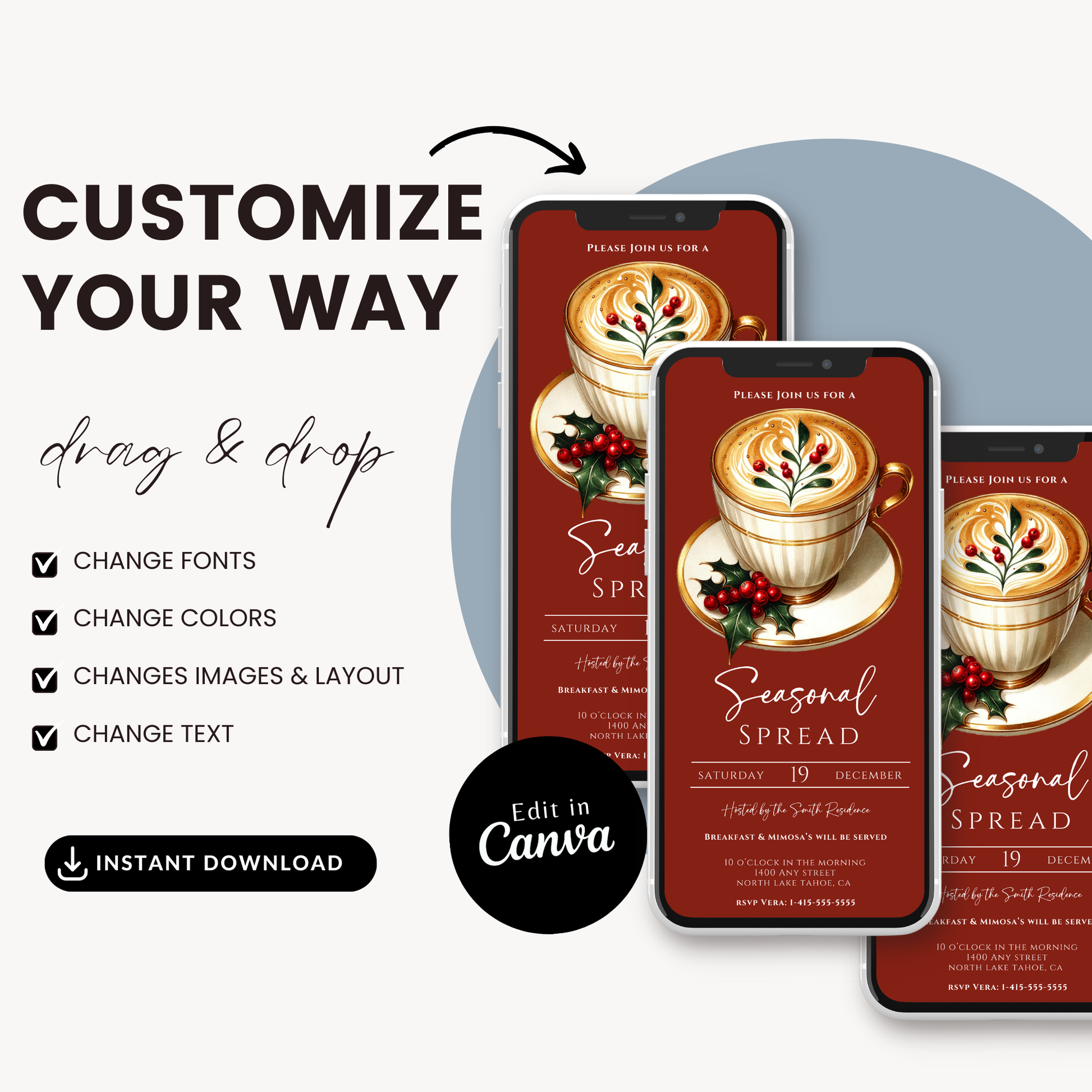 Seasonal Christmas Brunch Invitation