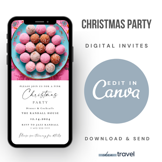 Pink Christmas Dinner Party Invite