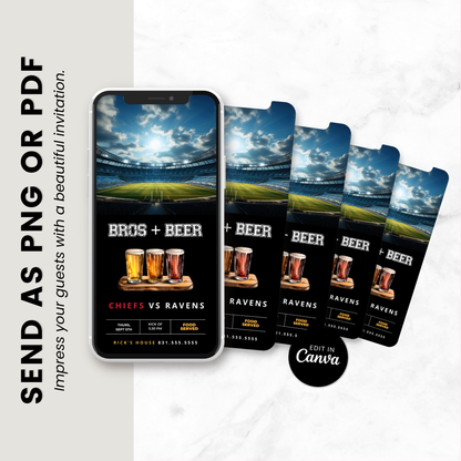 Bros and Beer - Football Party Invite