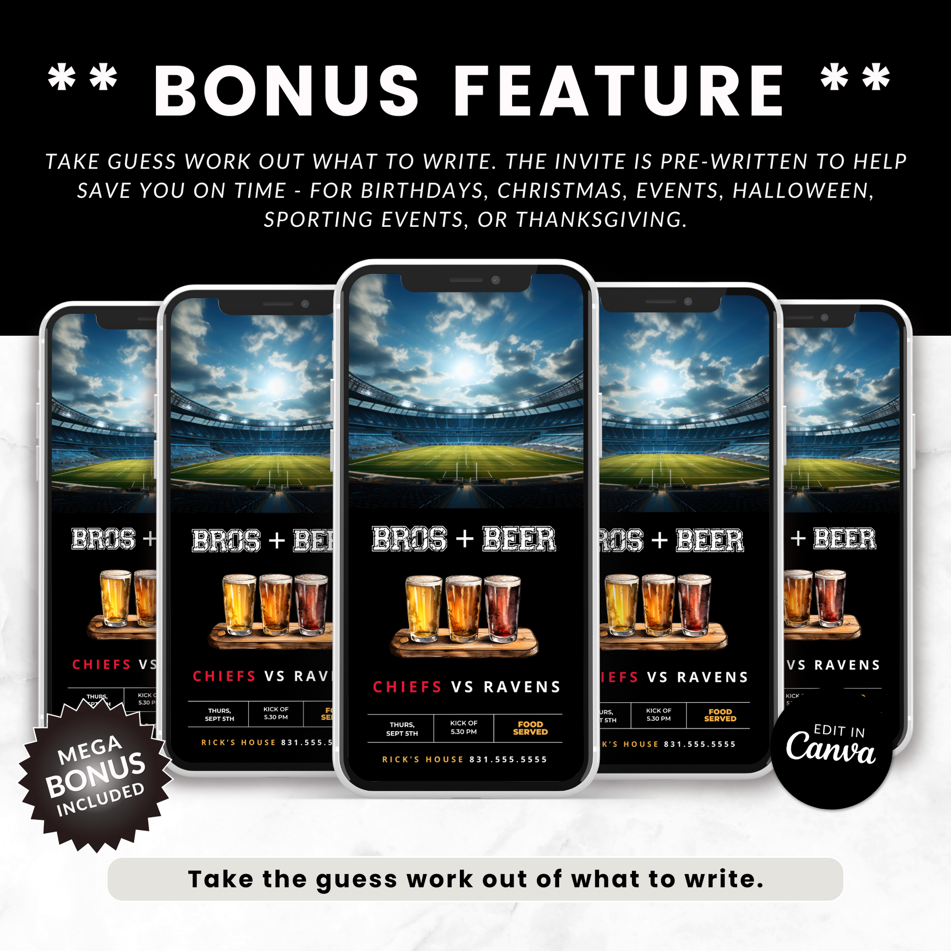 Bros and Beer - Football Party Invite