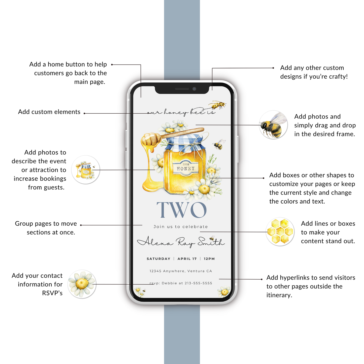 Our Honey Bee 2nd Birthday Invitation