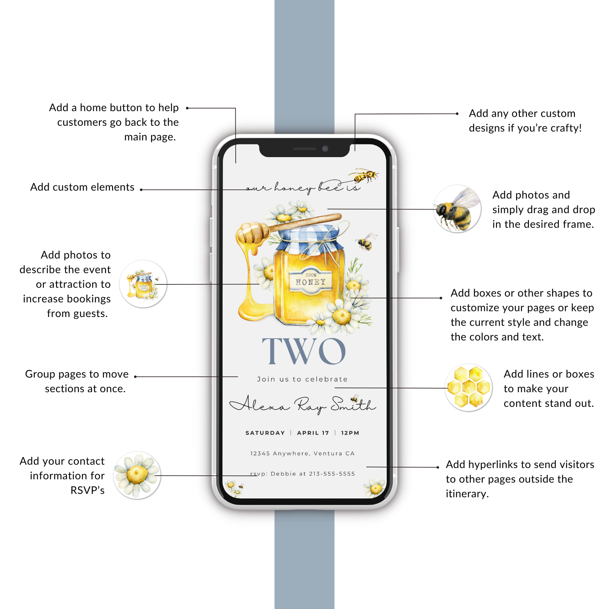 Our Honey Bee 2nd Birthday Invitation