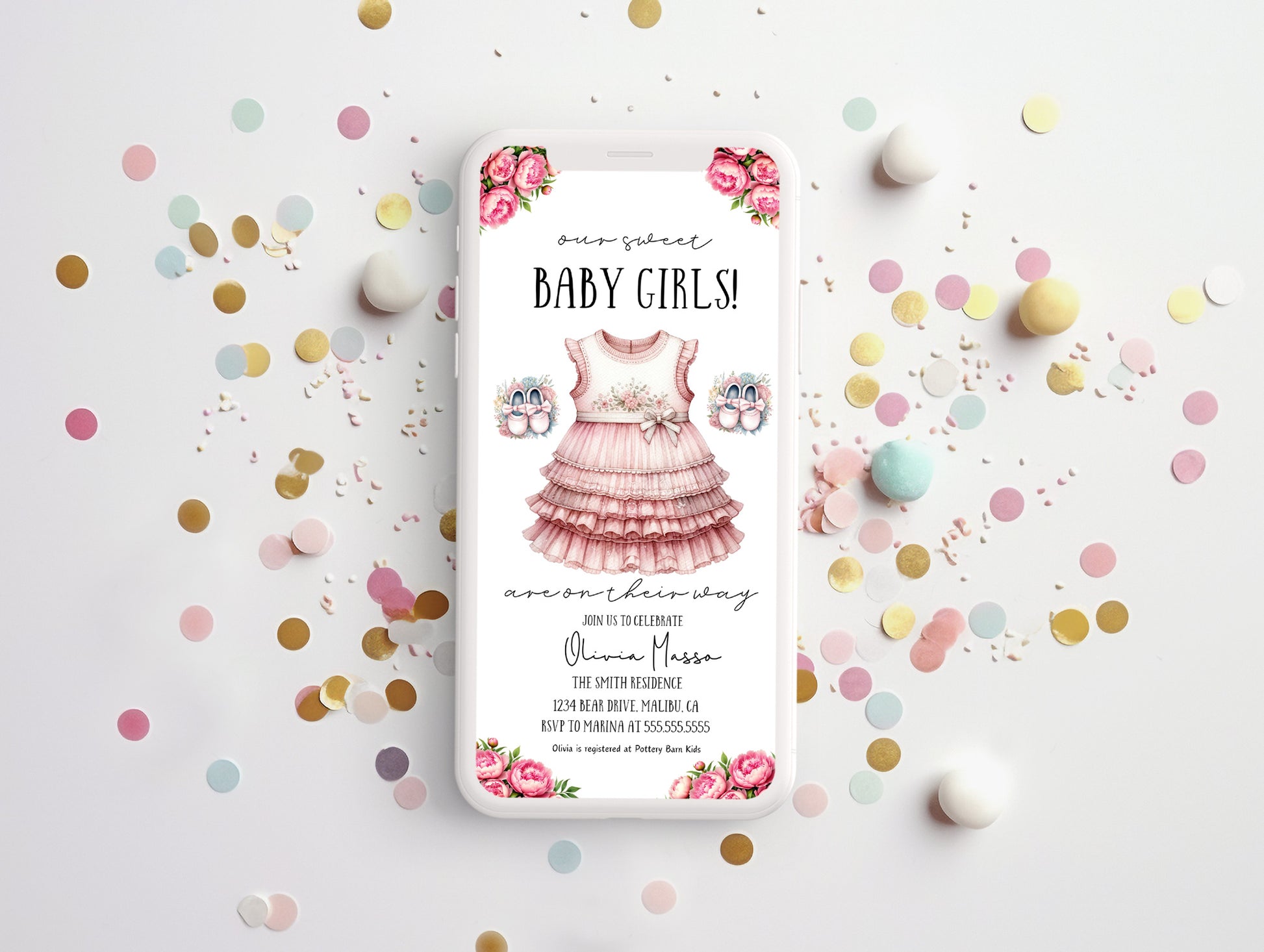 Twin Girls Baby Shower Invite